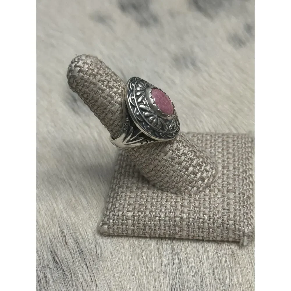 Carolyn Pollack Relios Sterling Silver Pink Rhodochrosite Concho Dome Ring 7